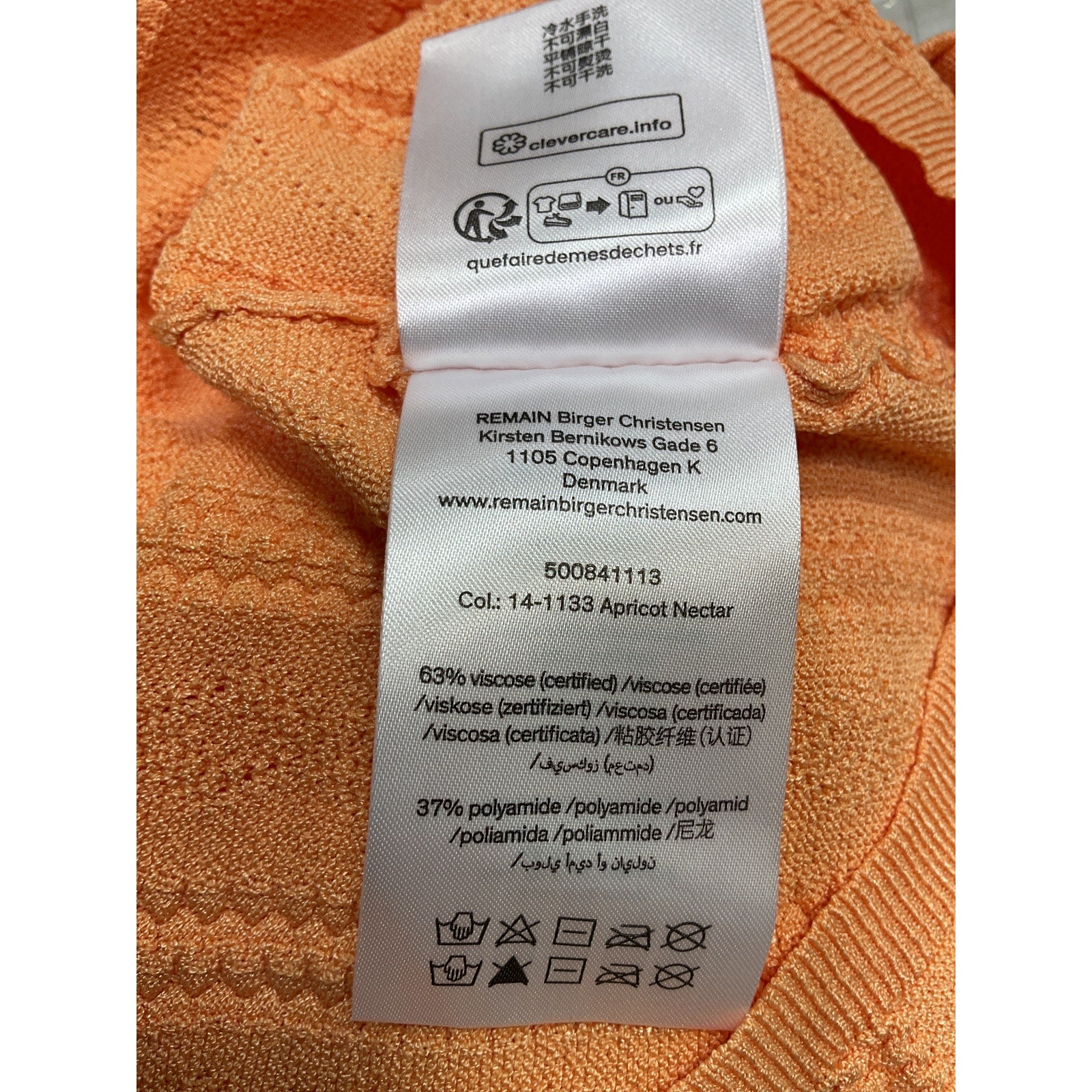 Remain Birger 'Christensen' Orange Liza Pointelle-Knit Cut Out Top Size DK 36 - NWT