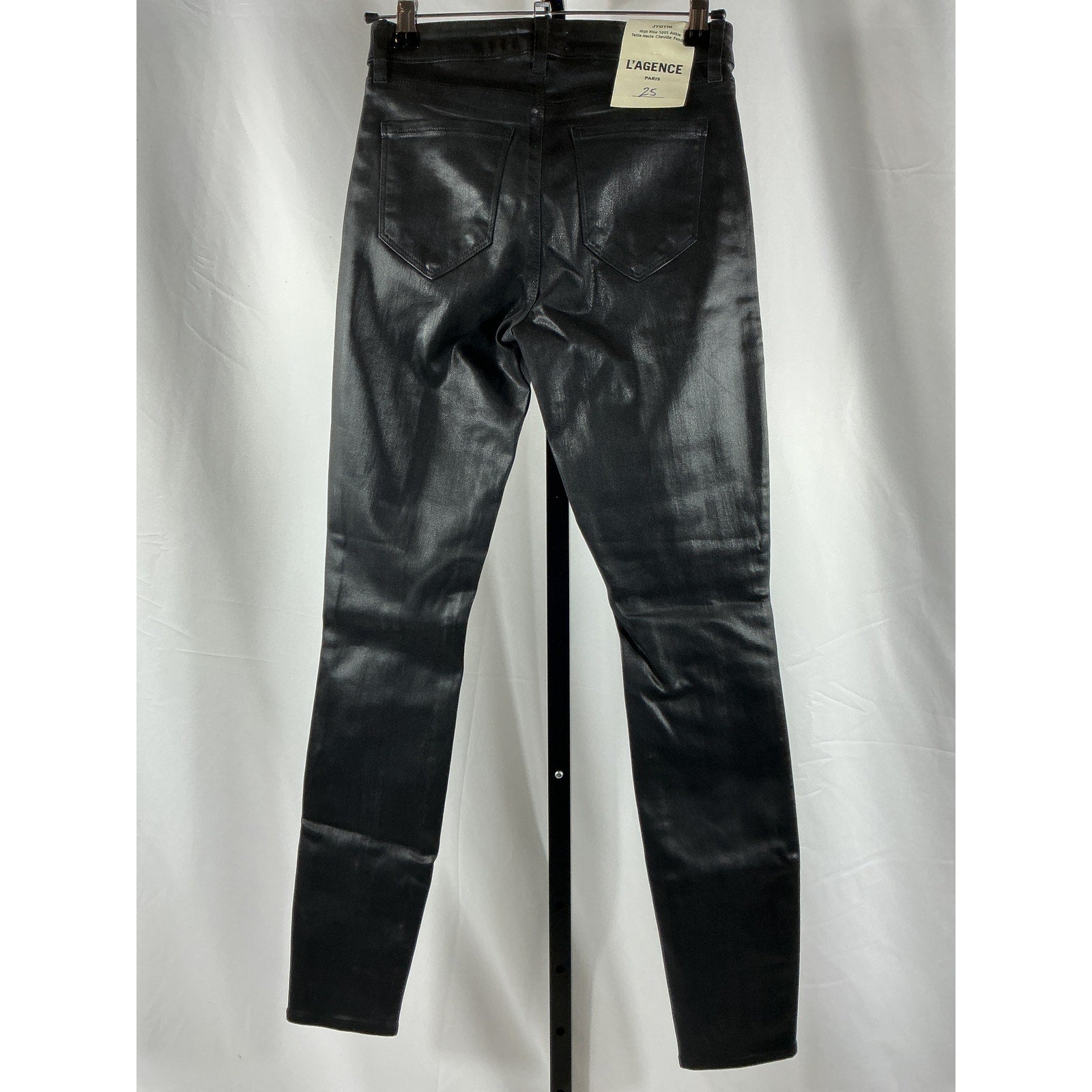 L'Agence 'Jyothi' Black Cotton High Rise Split Ankle Denim Jean Size 25