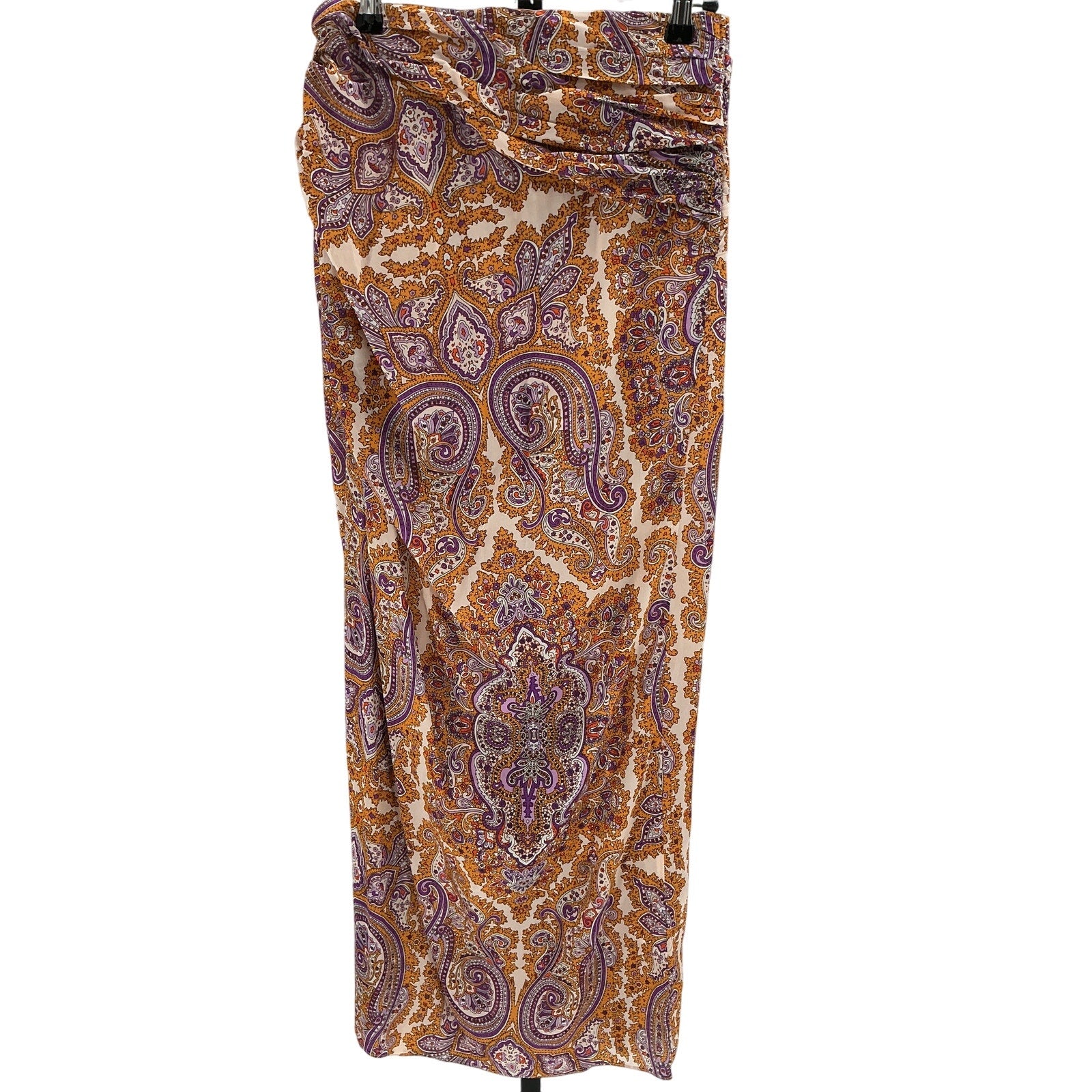 L'Academie 'Wildler' Orange Viscose Midi Skirt Size M