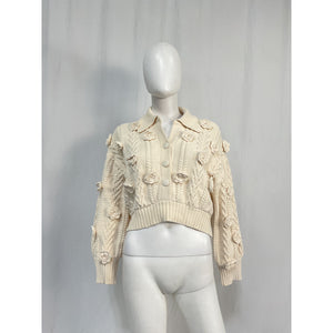 For Love & Lemons 'Mel' White Polyester Cardigan Size S