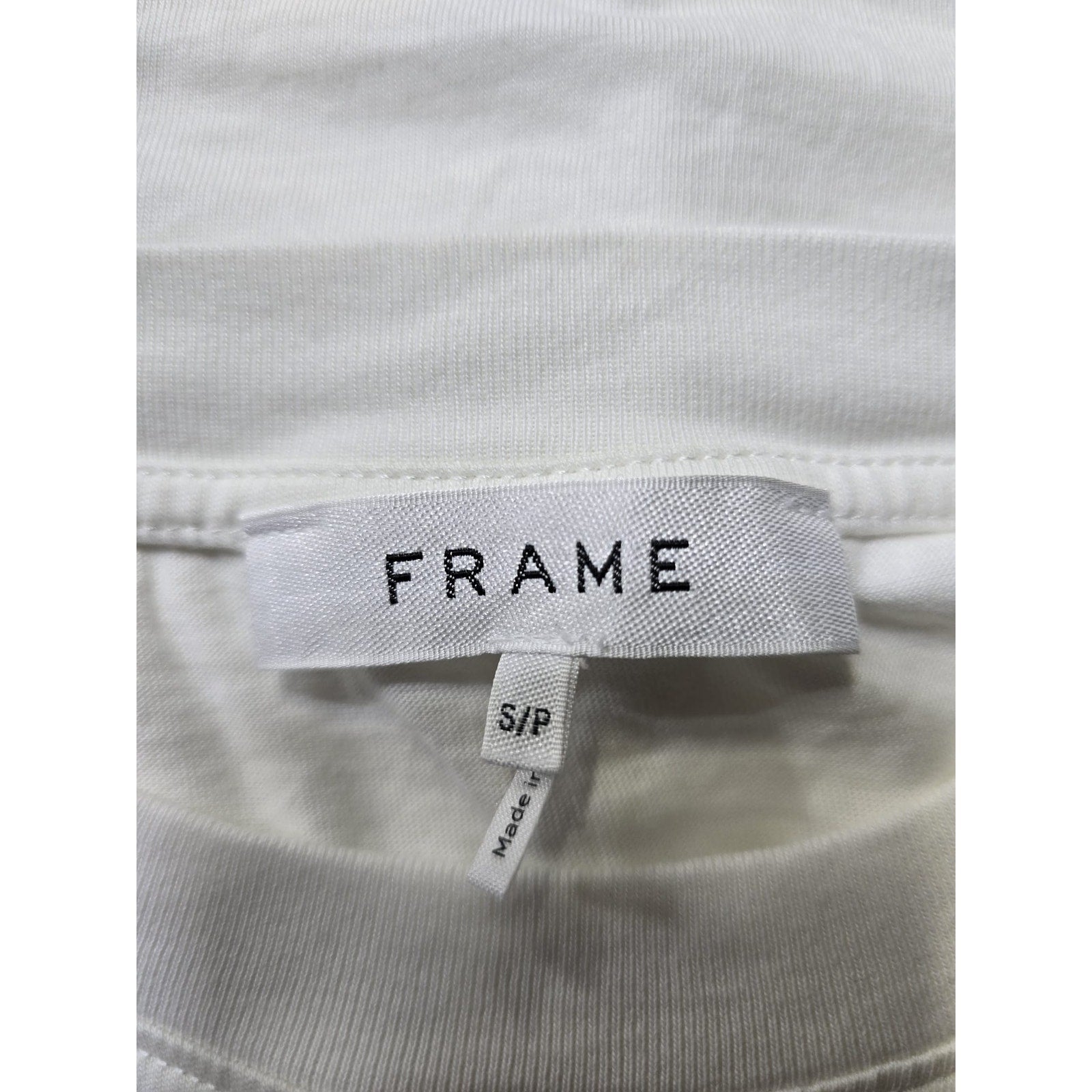 Frankie Puff Sleeve Organic White Cotton Knit Crewneck Elbow Sleeve Top Size S Petite