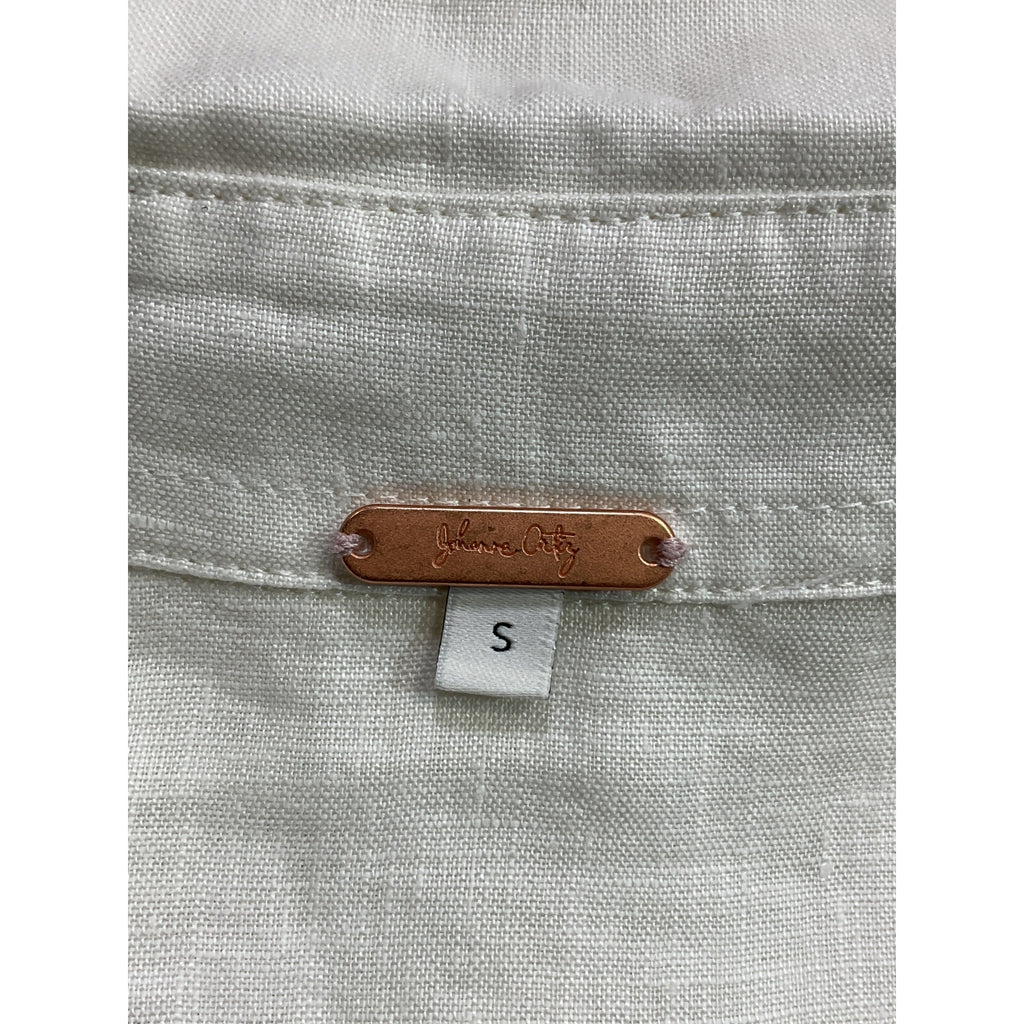 Johanna Ortiz 'Ecru Anhelos De Paz Guayabera' White Button Shirt Size S