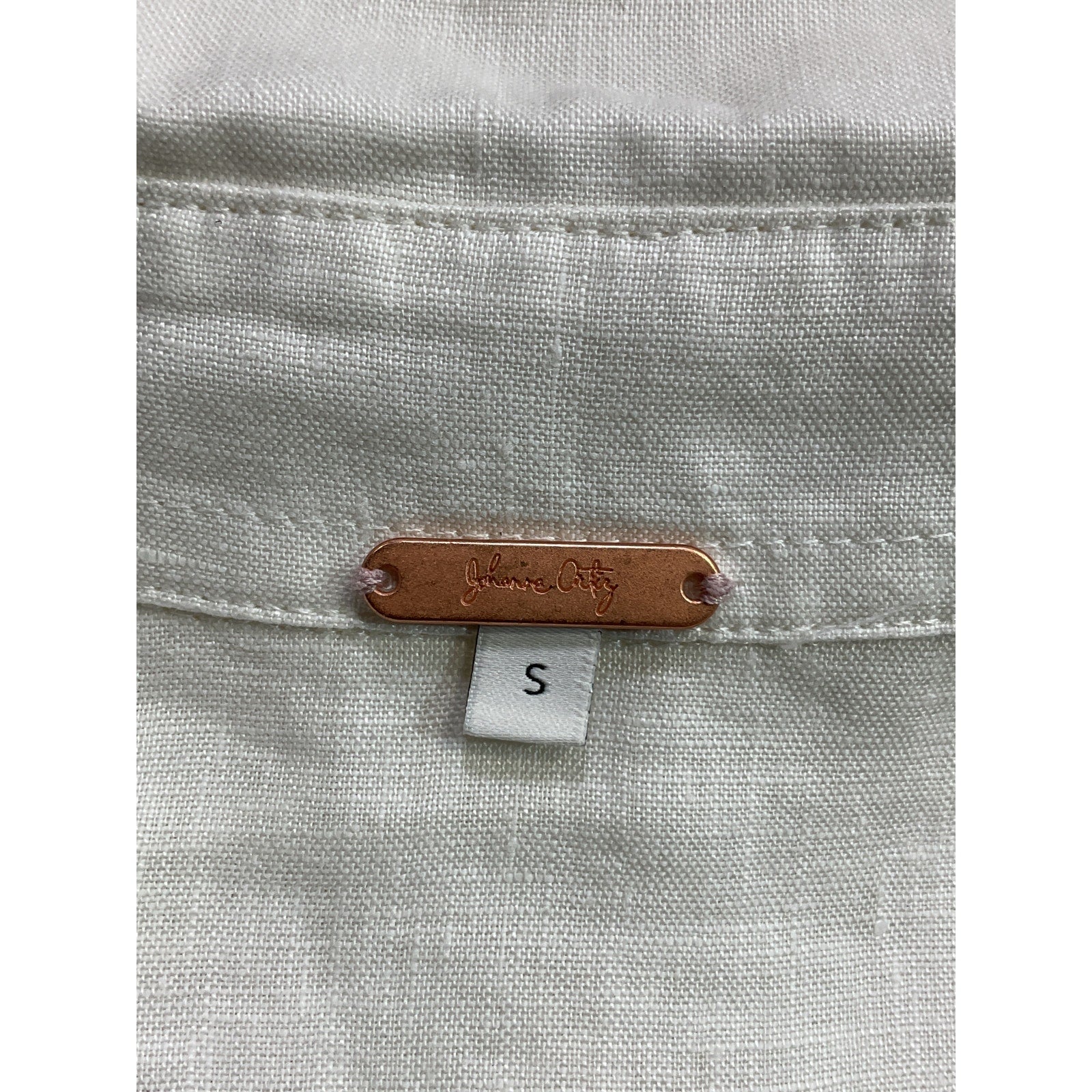 Johanna Ortiz 'Ecru Anhelos De Paz Guayabera' White Button Shirt Size S