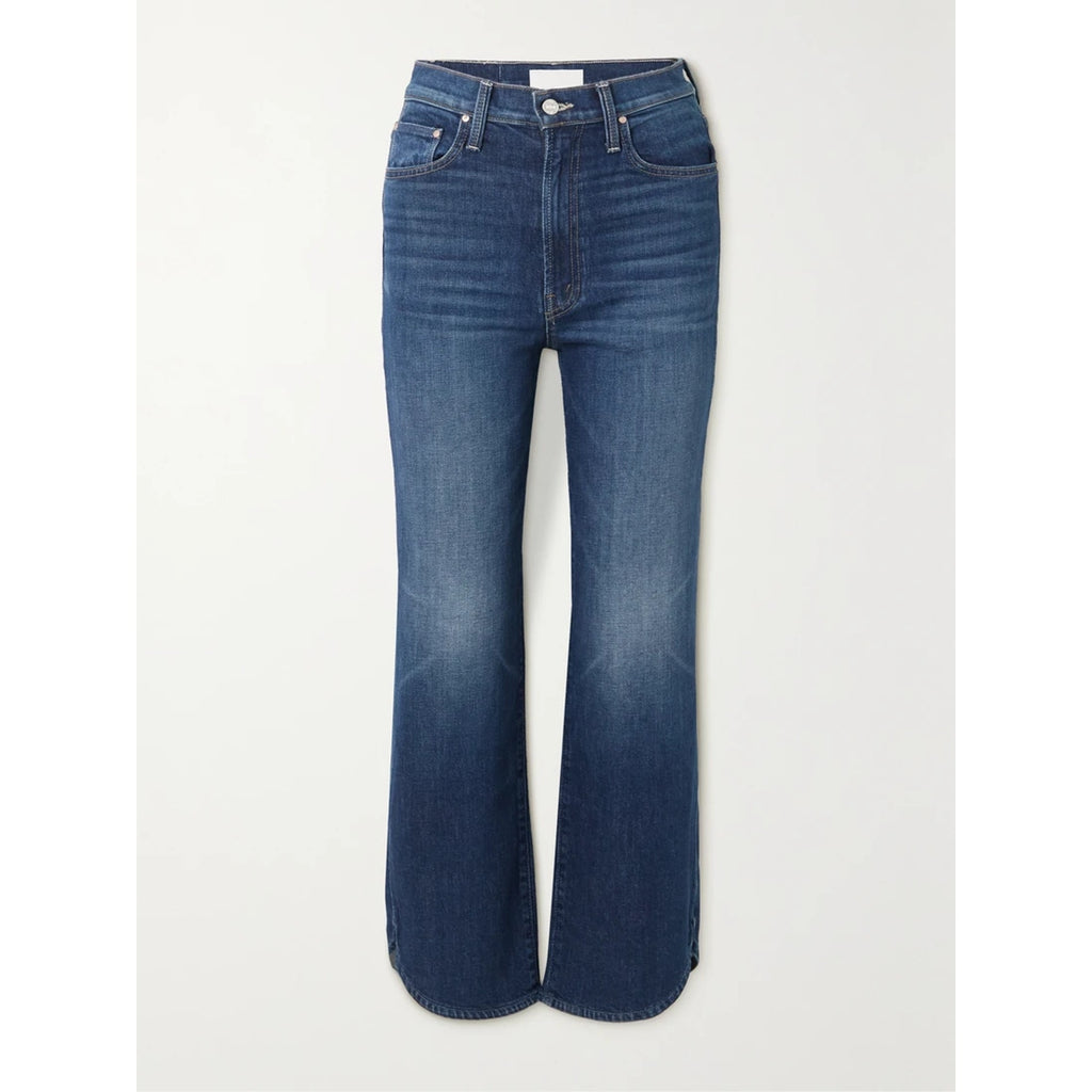 Mother + Net Sustain 'The Rambler' Blue Cotton Zip Matinee Cropped High-Rise Straight-Leg Denim Jeans Size 24