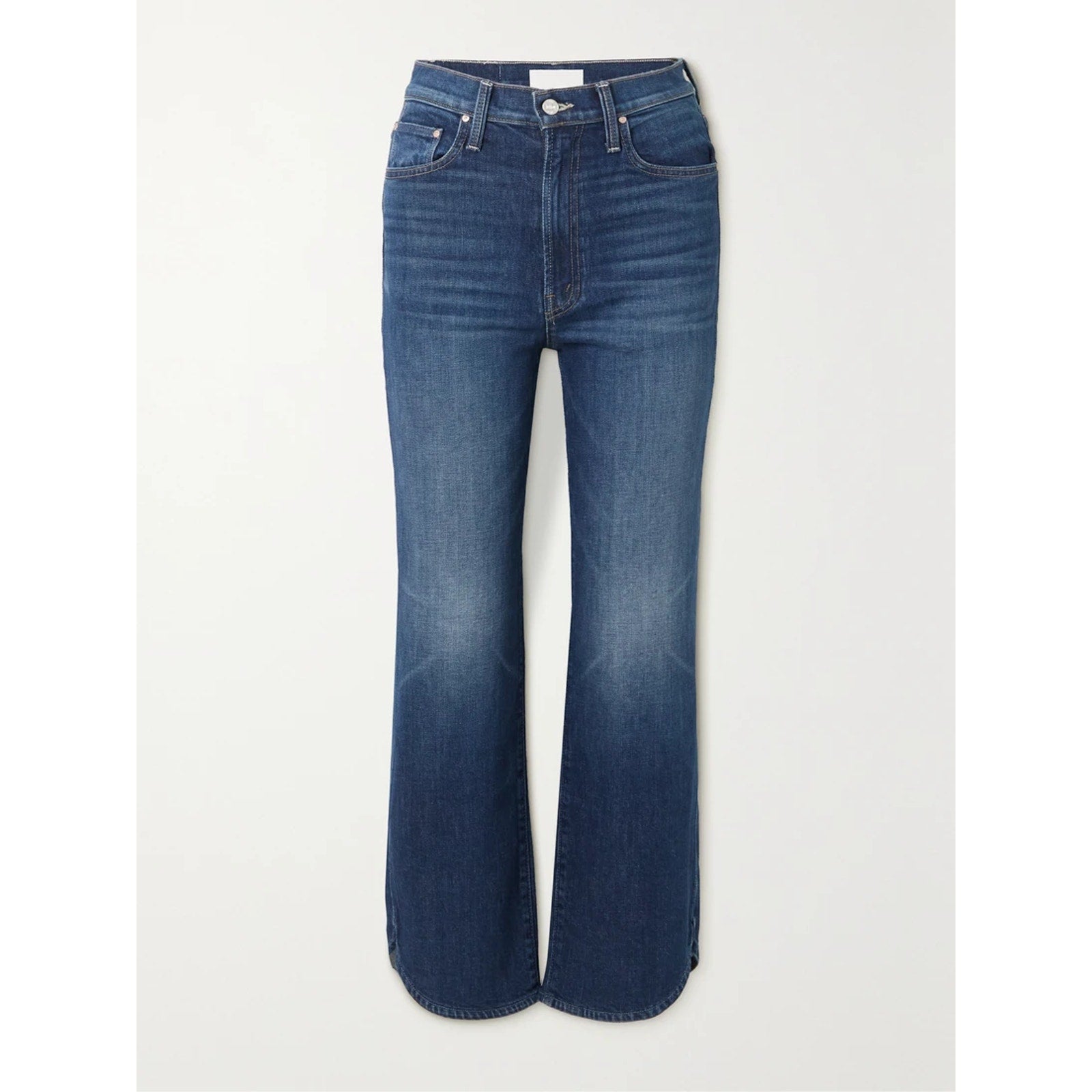 Mother + Net Sustain 'The Rambler' Blue Cotton Zip Matinee Cropped High-Rise Straight-Leg Denim Jeans Size 24