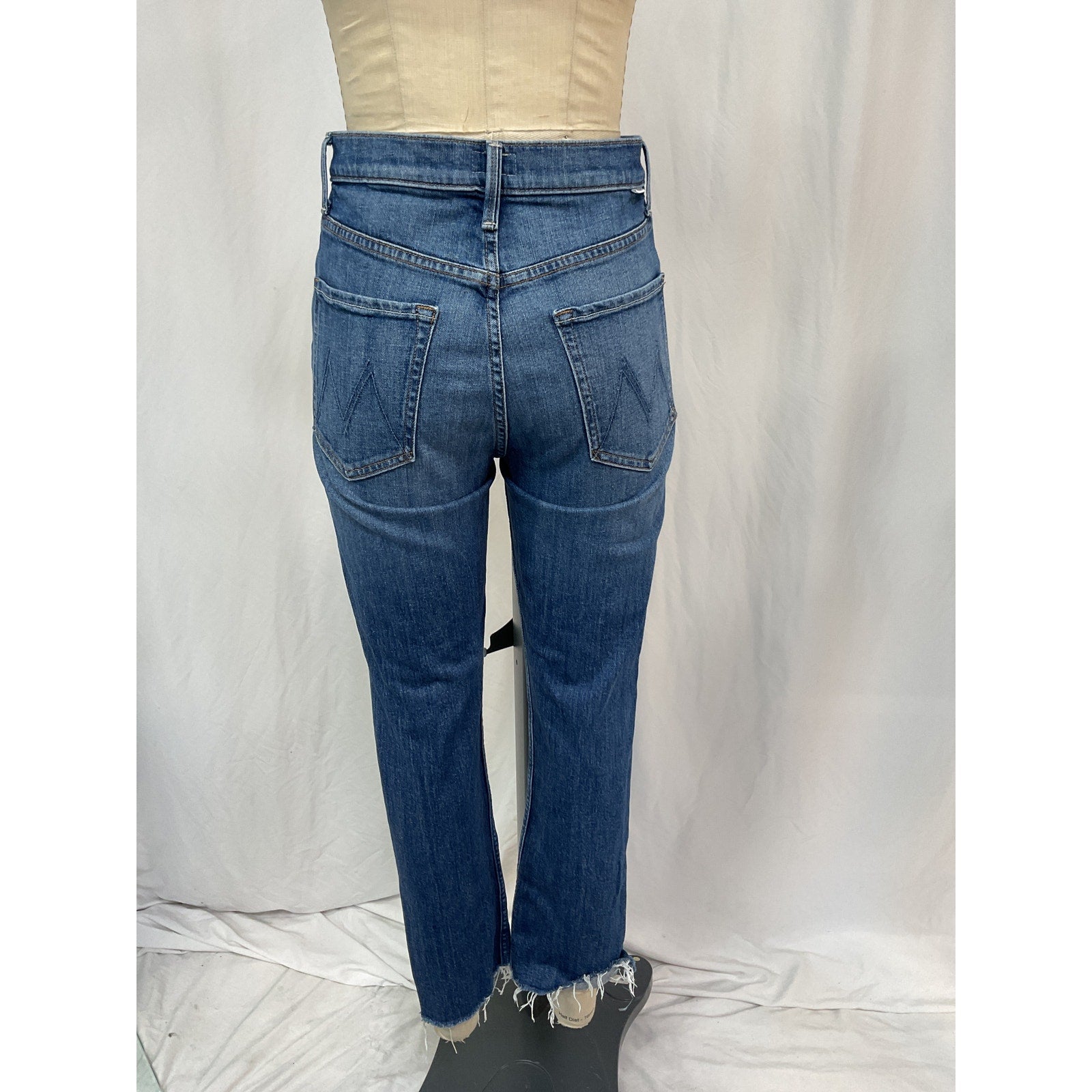 Mother Rider Step Fray Hem Blue Cotton Ankle Denim Jeans  Size 28
