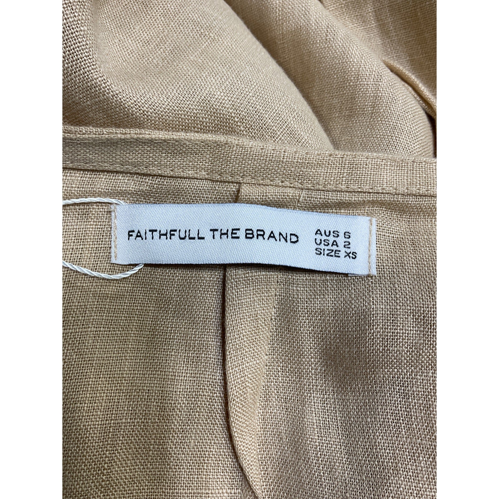 Faithfull The Brand 'Ottavio' Beige Linen Wide-Leg Pants Size XS