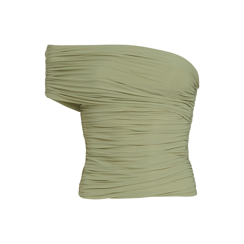 Ronny Kobo 'Ranada' Green Ruched One-Shoulder Sleeveless Top Size XS