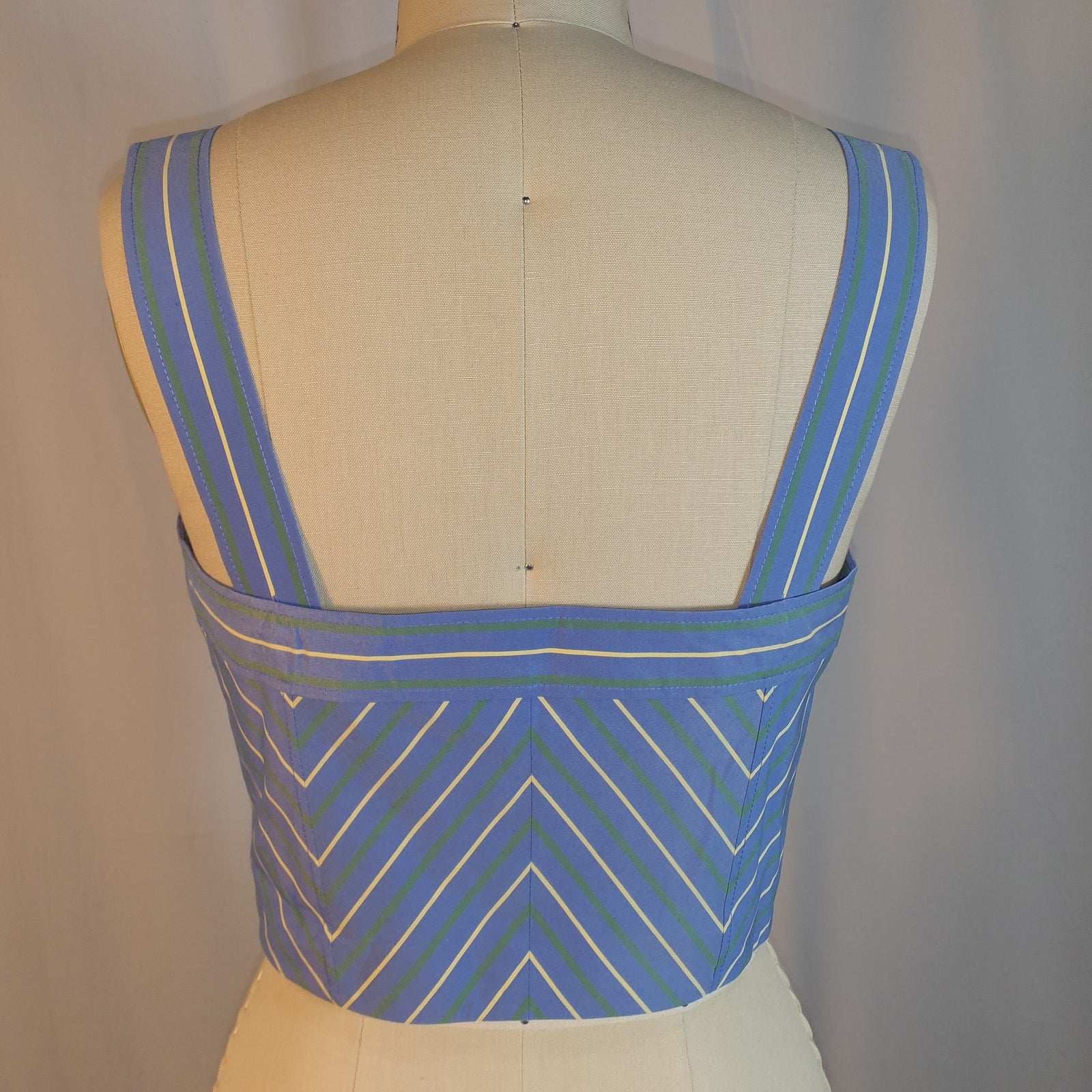 Veronica Beard 'Milton' Blue Striped Crop Top Size 2