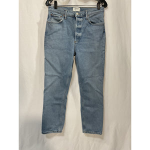 Agolde 'Riley' Blue Cotton High Rise Straight Crop Denim Jean Size 29