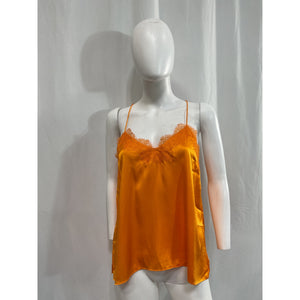 Cami Nyc 'The Racer' Orange Lace Trim Silk Camisole Top Size S
