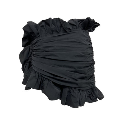 Area Ruched Black Ruffle Trim Skirt Size 2
