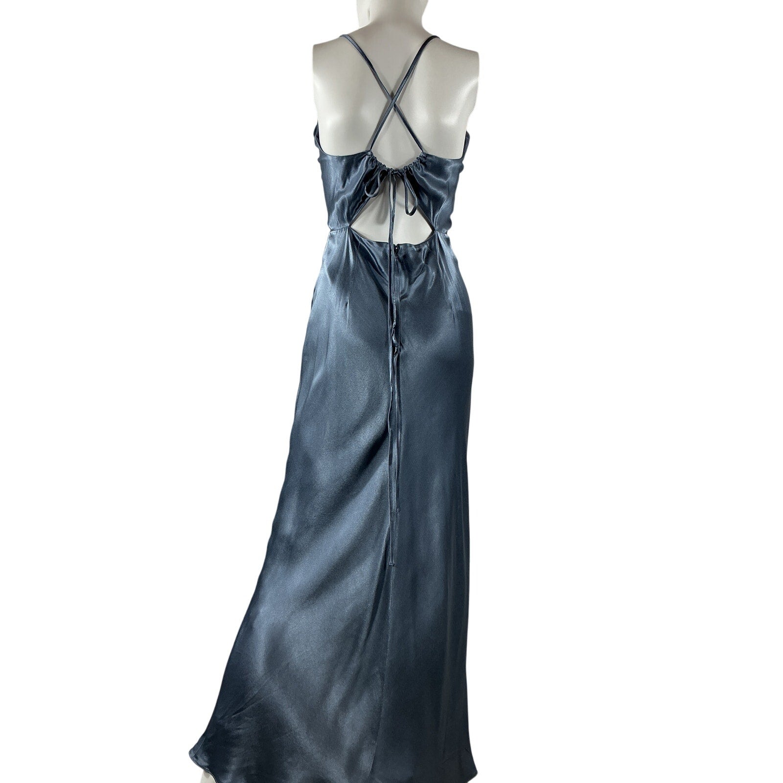 Shona Joy 'La Lune' Blue Lenzing Ecovero Ruched Bodice Midi Dress Size 6