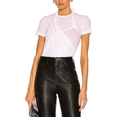 Helmut Lang 'Techno' Cream Cotton Knot T-Shirt Size S