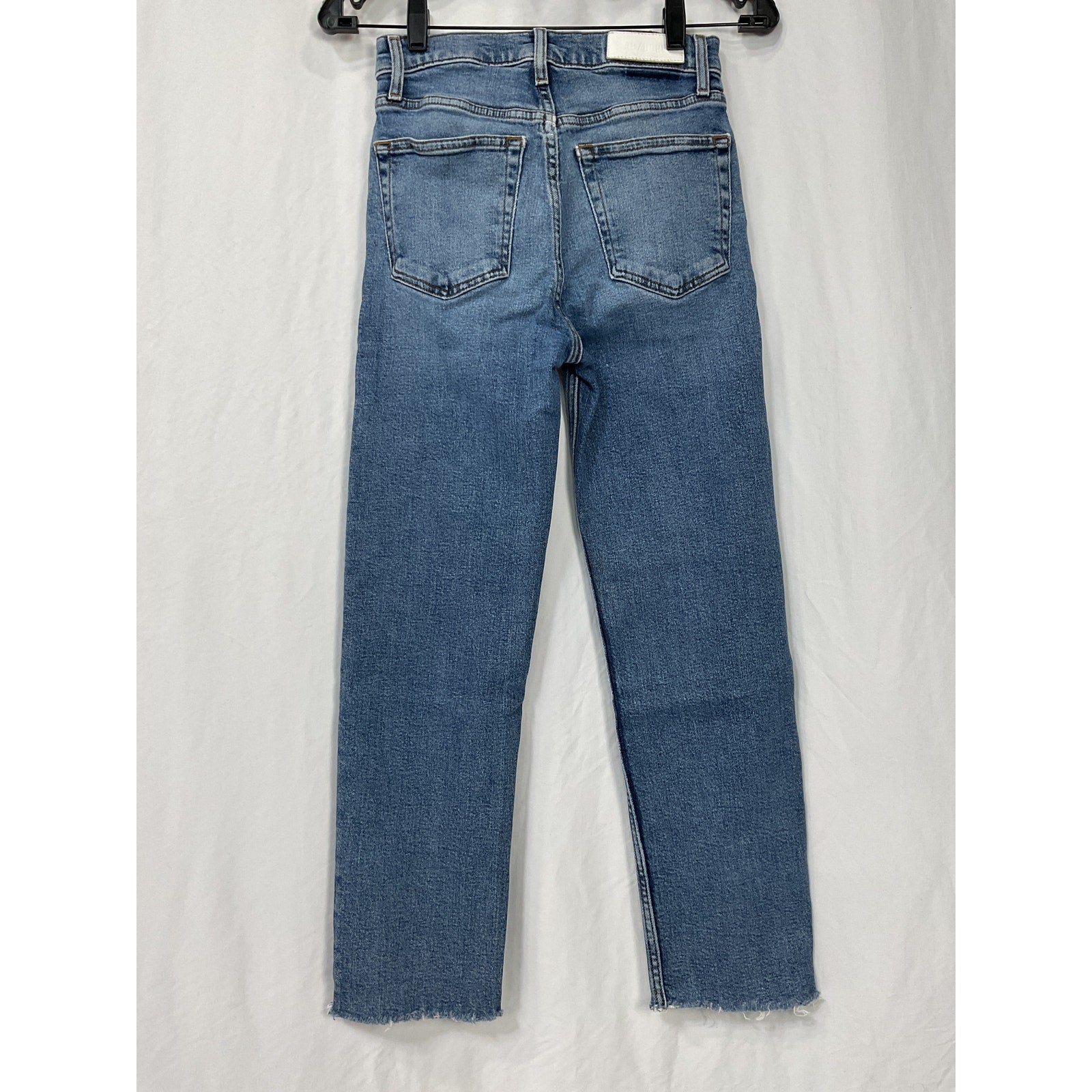 Re/Done Blue Cotton High Rise Comfort Stretch Stove Pipe Jeans Size 24