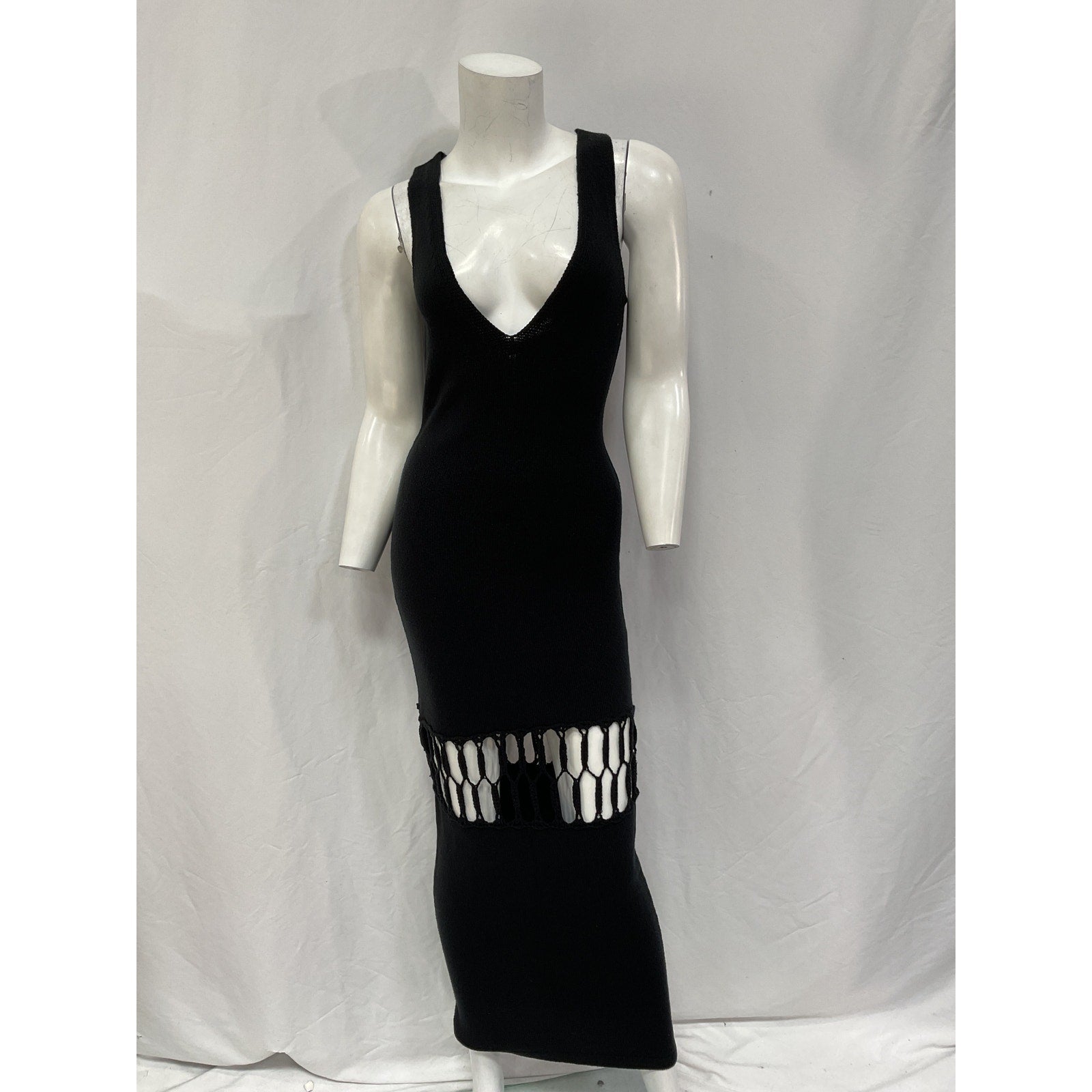 Michael Costello x Revolve 'Nicola' Black Cut Out Crochet Maxi Dress Size S