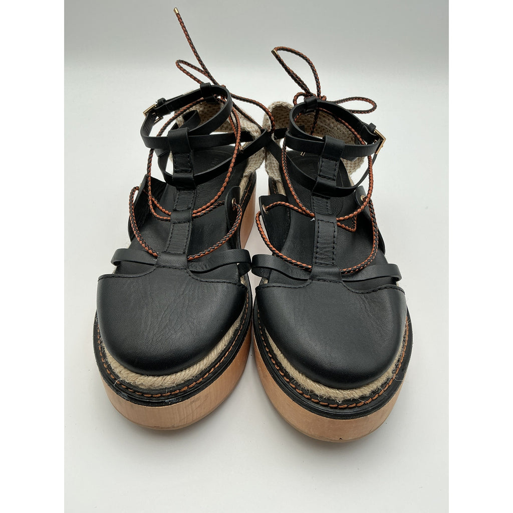 Ulla Johnson Leather Black T-Strap Pumps Size OS
