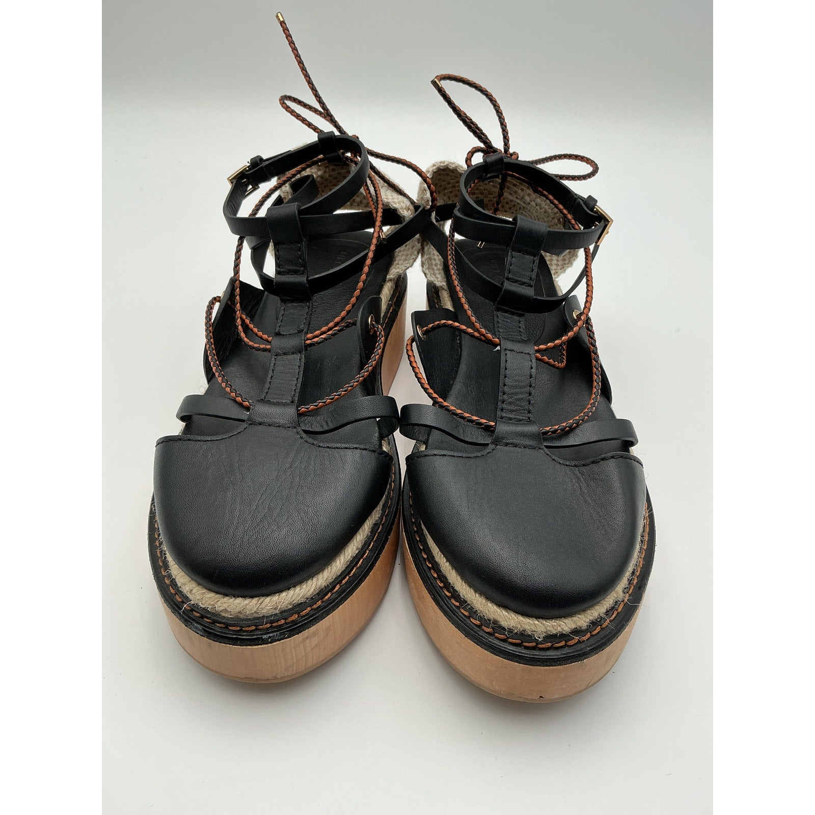 Ulla Johnson Leather Black T-Strap Pumps Size OS