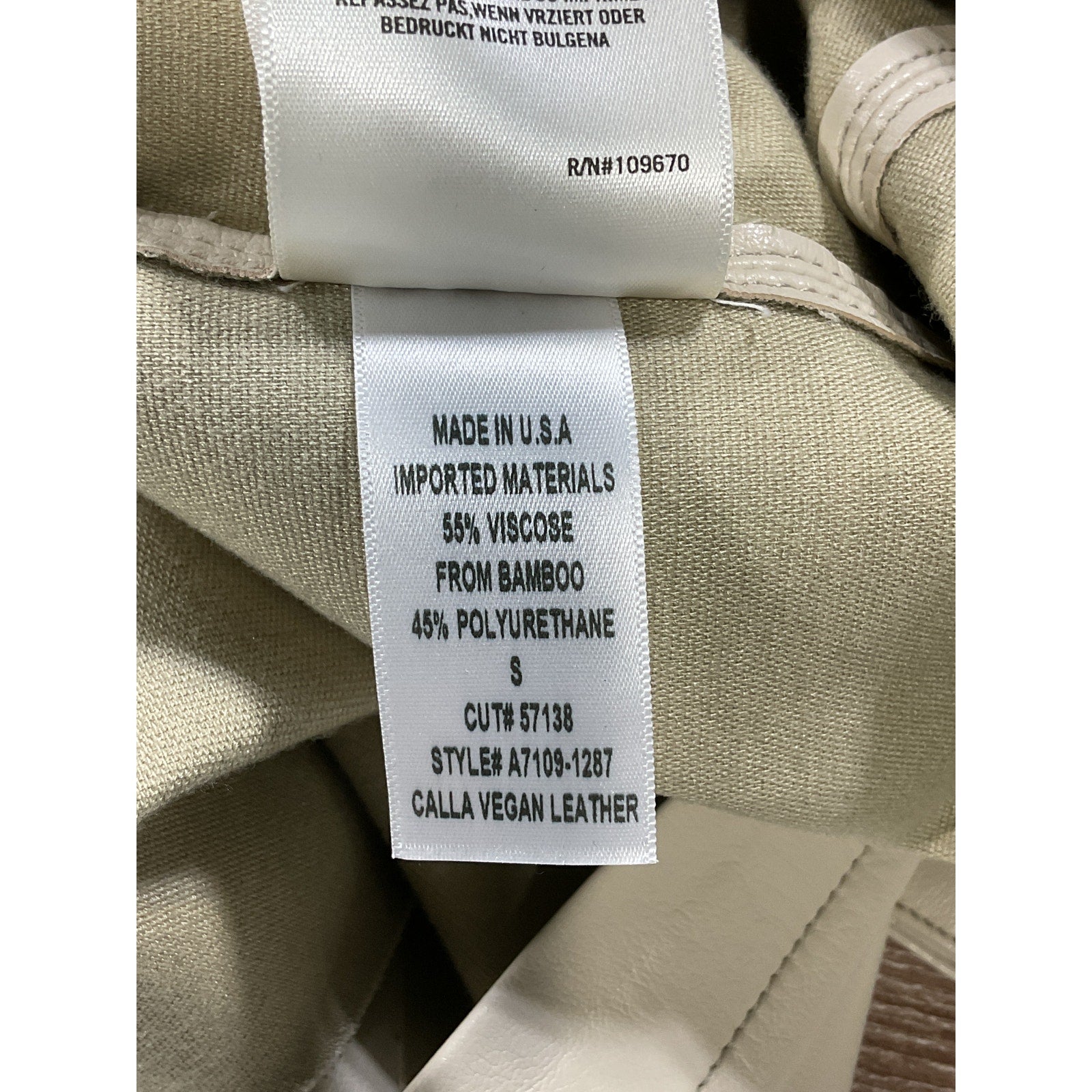 Agolde 'Calla' White Vegan Leather Shirt Size S