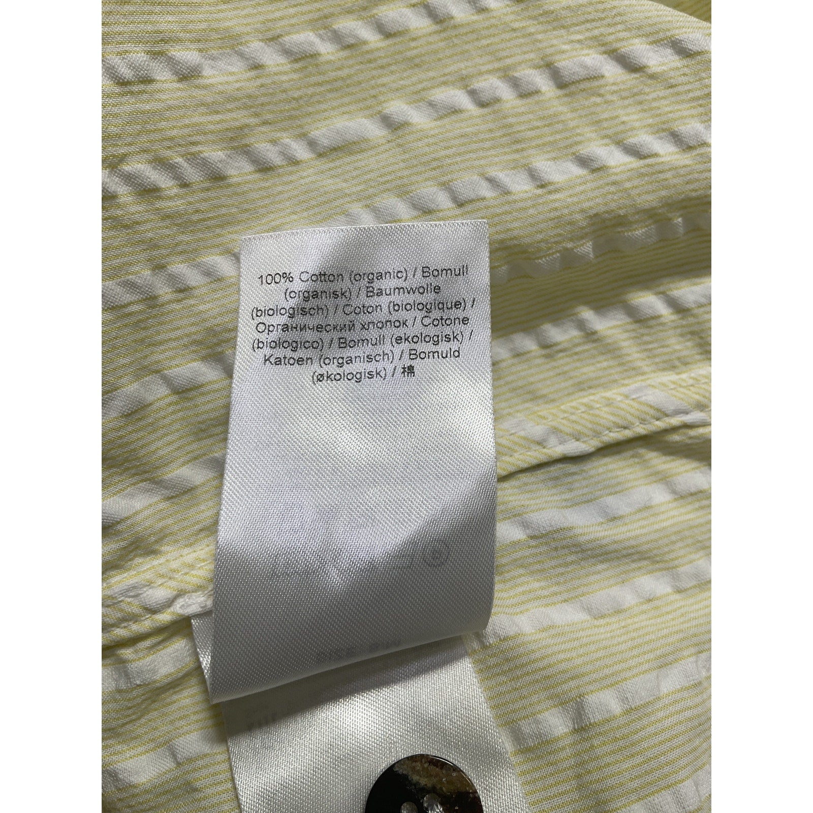 Ganni Striped Organic White Cotton-Seersucker Midi Shirt Dress Size S / M