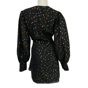 Yumi Kim Chic Party Dot Black All Or Nothing Wrap Dress Size 12