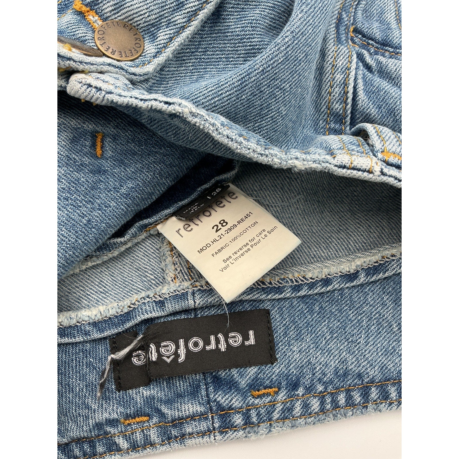Retrofete 'Miriam' Blue Cotton Pant Size 28