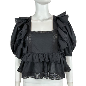 Rhode Ruffled Black Charlotte Blouse Size XS