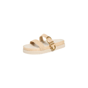 Simkhai 'Aida' Beige Rubber Raffia Buckle Sandals Size 40