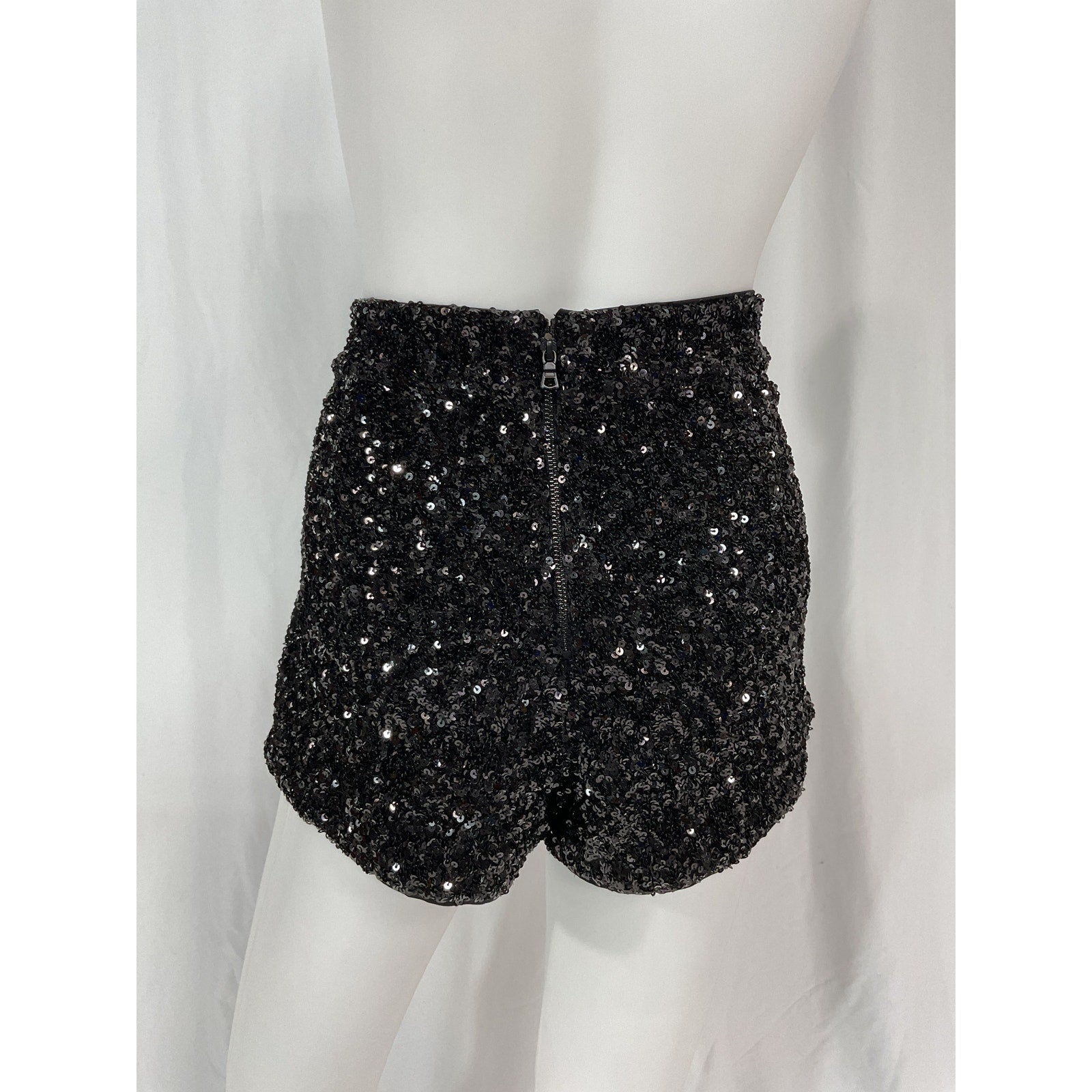 Alice + Olivia 'Hera' Black Sequin Embellished High Rise Shorts Size 10
