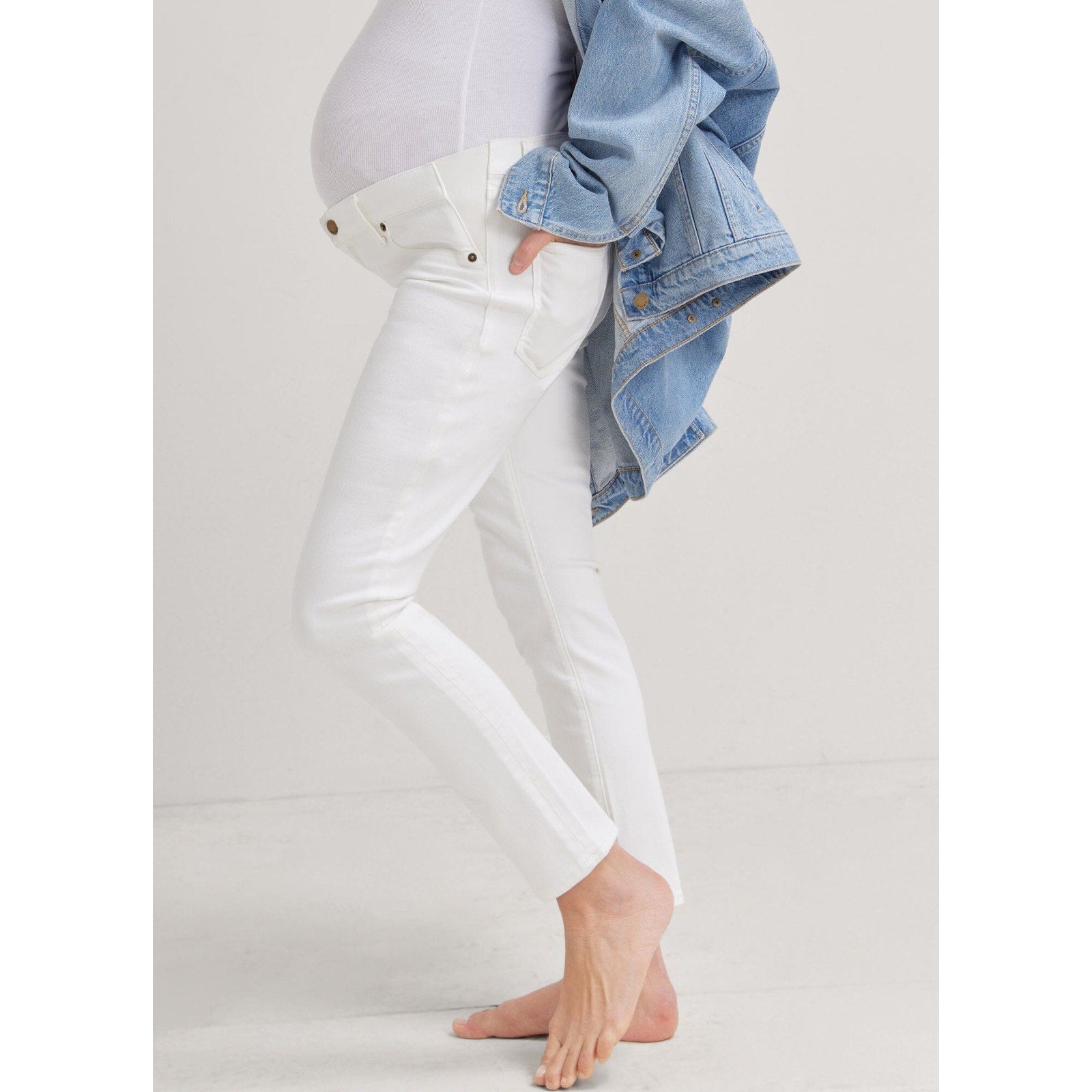 Hatch 'The Slim' True White Viscose Maternity Denim Jean Size 27