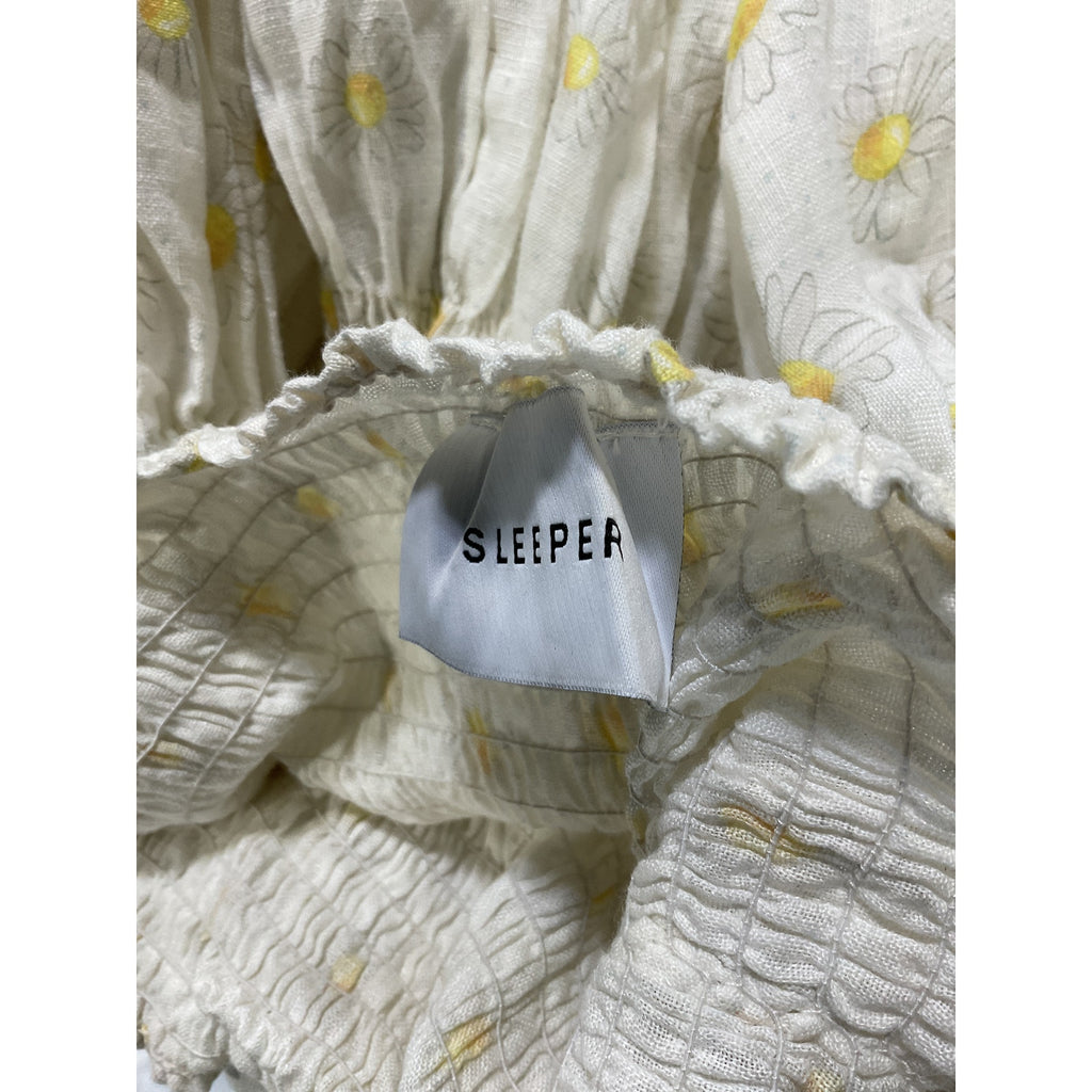 Sleeper 'Atlanta' White Daisy-Print Midi Dress Size S
