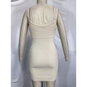 Michael Costello 'Oline' Mini Knit White Dress Size S