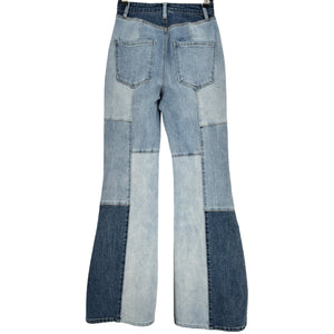 Afrm Patchwork Blue Astrid Denim Jeans Size 26