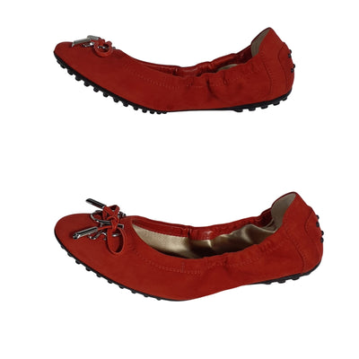 Tod's Embellished Red Ballet Shoes Size EU 36 / US 6