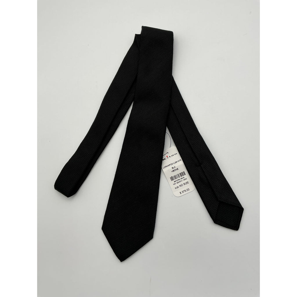 Kiton 'Herringbone' Black Tie Size OS - NWT