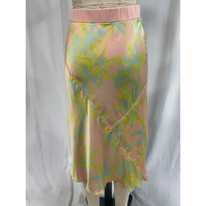 Atm Anthony Thomas Melillo 'Palm' Green Print Silk Charmeuse Slip Skirt Size M