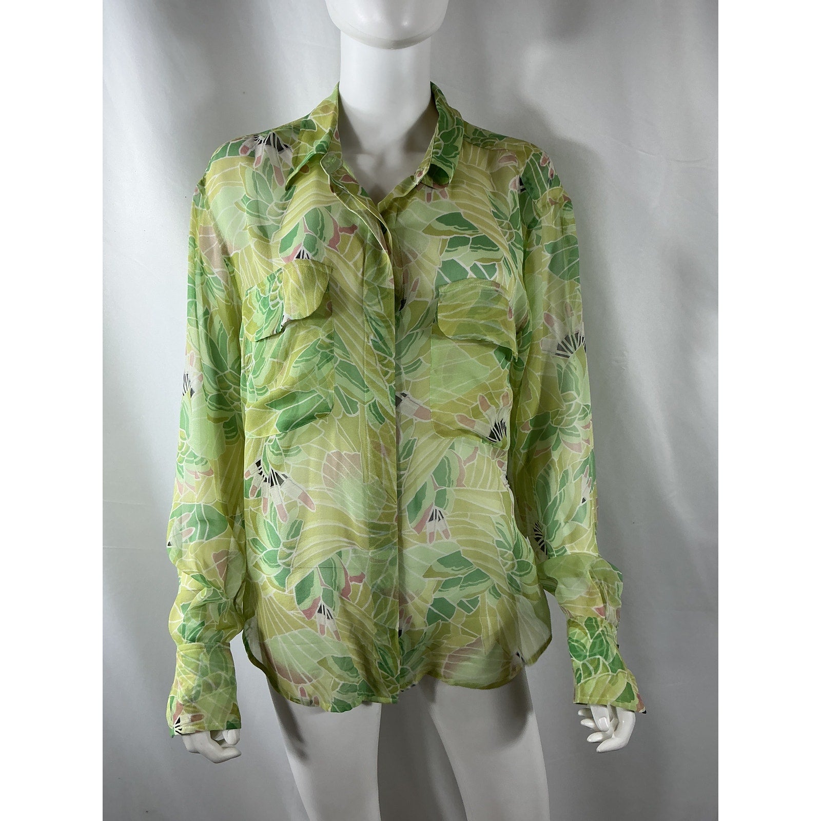 Equipment 'Melanni' Green Silk Blouse Size M