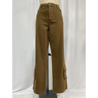 Helsa Straight Leg Brown Cotton Workwear Pants Size L