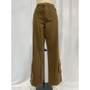 Helsa Straight Leg Brown Cotton Workwear Pants Size L
