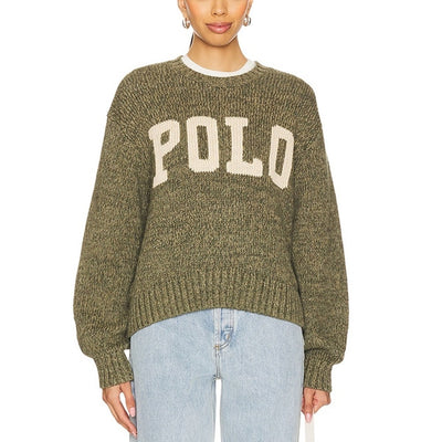 Polo Ralph Lauren Cotton Green Logo Crewneck Sweater Size S