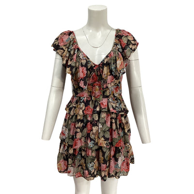 Bytimo Ruffled Rose Garden Smocked Waist Dress Size XS