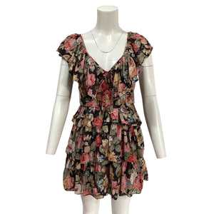 Bytimo Ruffled Rose Garden Smocked Waist Dress Size XS