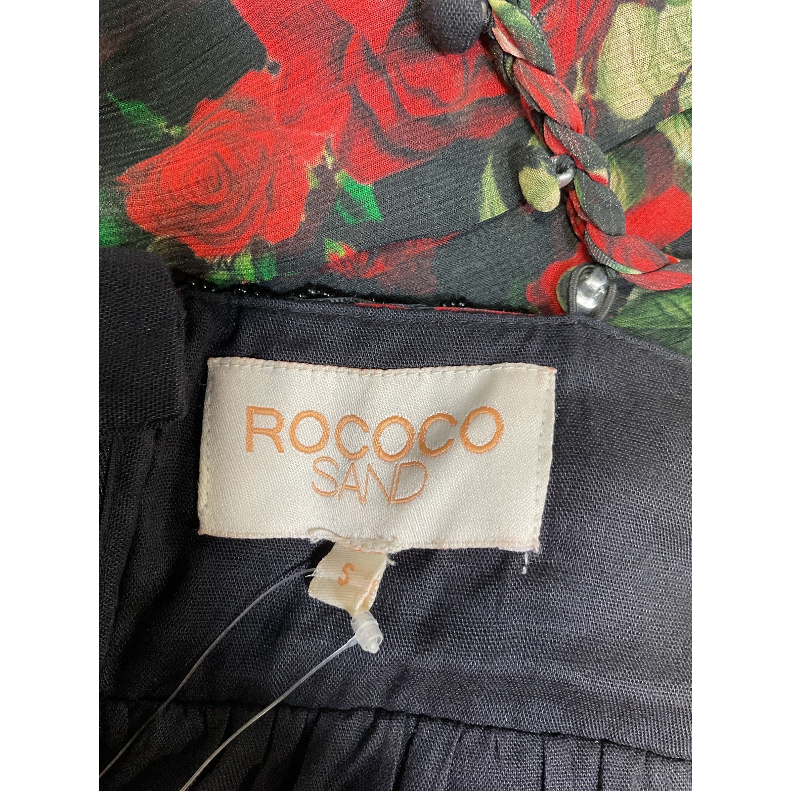 Rococo Sand Red Crepe Beaded Trim Maxi Dress Size S