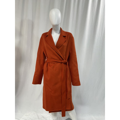 Joseph 'Cenda' Orange Belted Wool And Cashmere-Blend Coat Size M