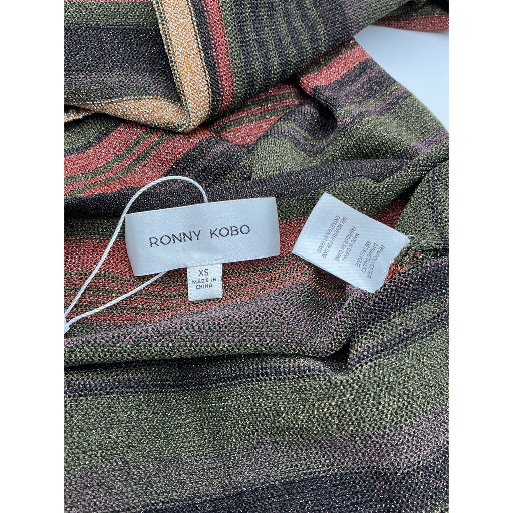 Ronny Kobo 'Arlo' Brown Polyester Shimmer Knit Dress Size XS