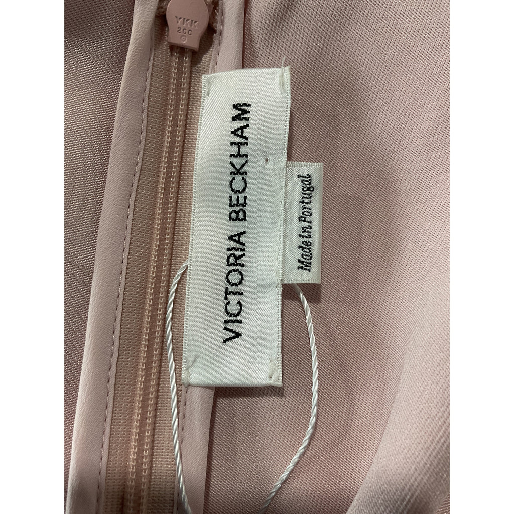 Victoria Beckham Gathered Waist Pink Viscose Midi Dress Size 10 US
