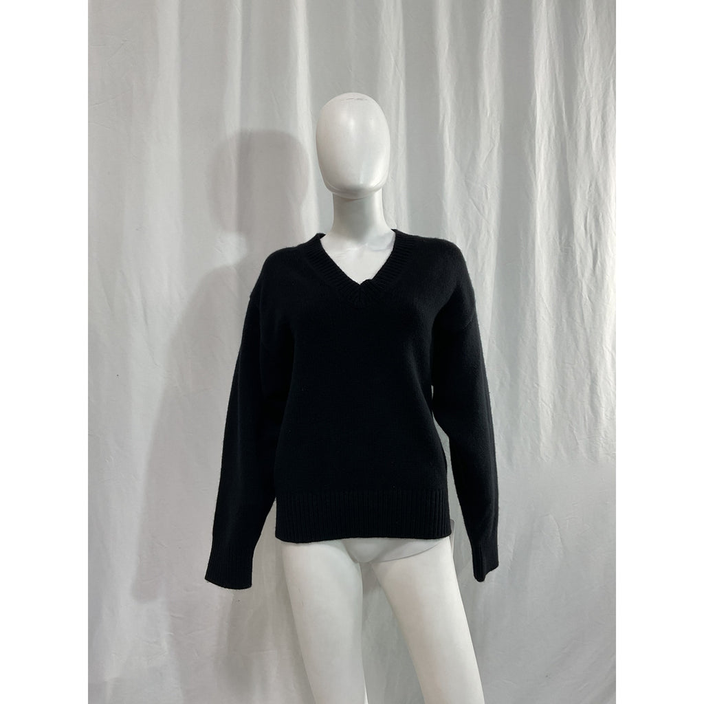 Toteme Wool And Cashmere-Blend Black V Neck Sweater Size XS