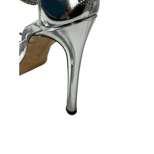 Giuseppe Zanotti 115mm Silver Three Band Sandal Size 8.5 B