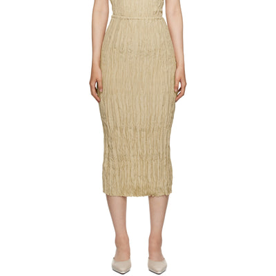 Toteme Minimalist Beige Crinkled Midi Skirt Size 32 EU / US 0