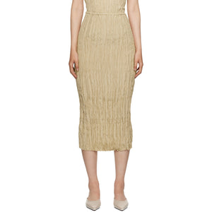 Toteme Minimalist Beige Crinkled Midi Skirt Size 32 EU / US 0